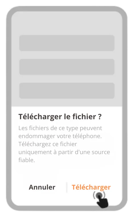 Fenêtre « Télécharger le fichier ? » à confirmer sur Android