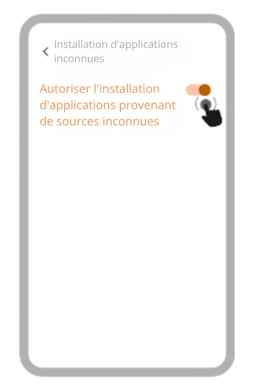 Interrupteur d'autorisation des sources inconnues activé