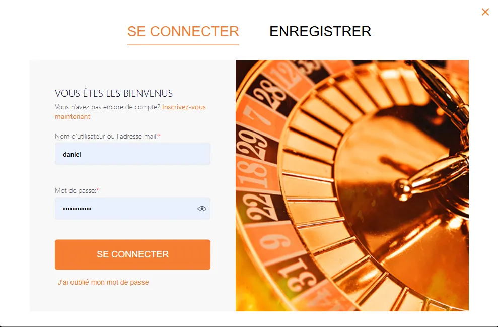 Formulaire de connexion Ngenge Sport avec nom d'utilisateur, mot de passe et lien mot de passe oublié