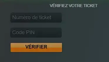 Formulaire de vérification du ticket : numéro de ticket, code PIN et bouton Vérifier