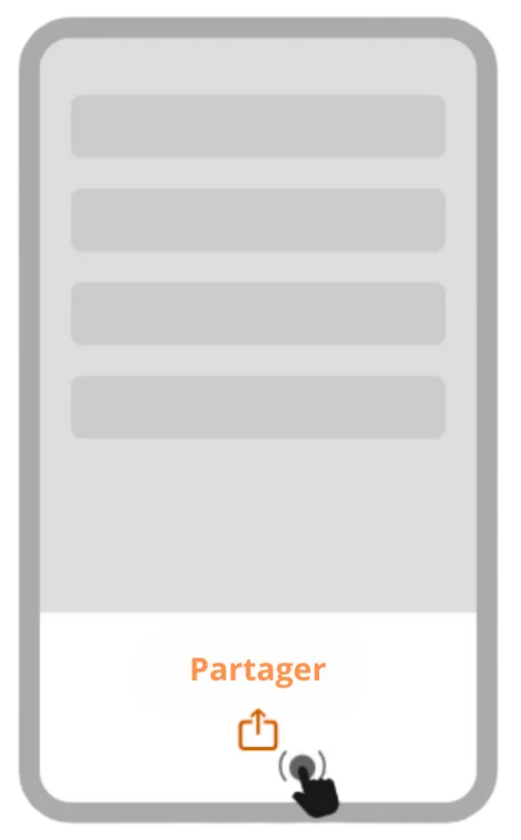 Bouton Partager de Safari en bas de l'écran de l'iPhone